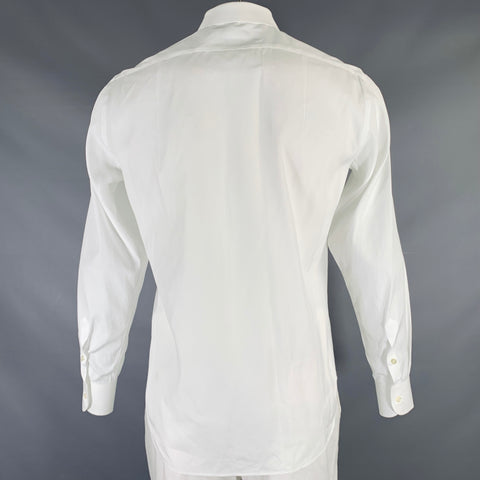 BARNEY'S NEW YORK Size L White Cotton Button Up Long Sleeve Shirt