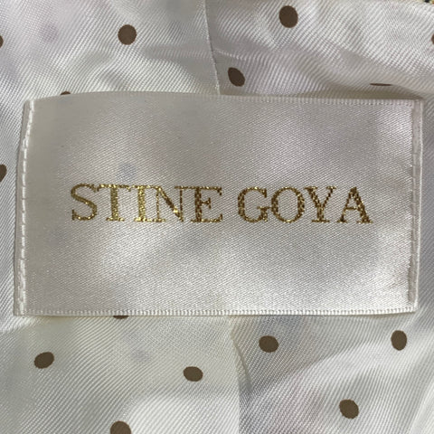 STINE GOYA Size L Blue Tan Polyester Blend Floral Notch Lapel Zip Pockets Jacket Blazer