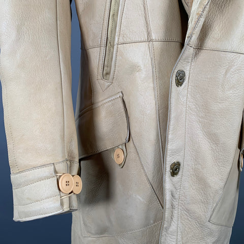 CORPO NOVE Size 42 Camel Leather Overcoat Coat