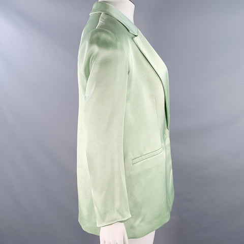 ALICE + OLIVIA Size 12 Mint Green Triacetate Blend Satin Jacket Blazer