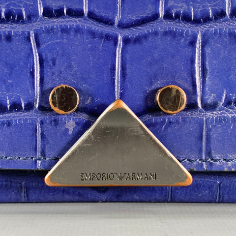 EMPORIO ARMANI Purple Croc Embossed Leather Cross Body Handbag