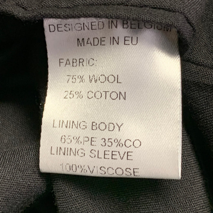 WALTER VAN BEIRENDONCK SS17 Size 42 Long Green Black White Wool Cotton Stripe Suit