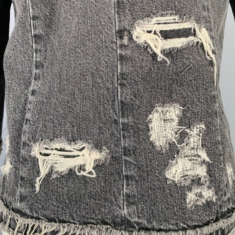 FACETASM Size M Grey White Cotton Denim Distressed Jacket