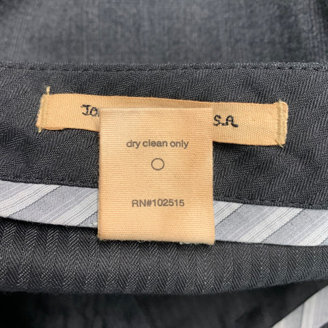 JOHN VARVATOS * U.S.A. Size 33 Charcoal Grey Plaid Wool Flat Front Dress Pants