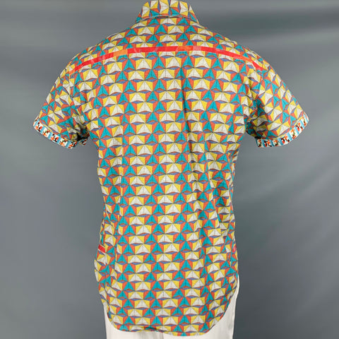 ROBERT GRAHAM Size L Multi Color Geometric Cotton Button Up Short Sleeve Shirt