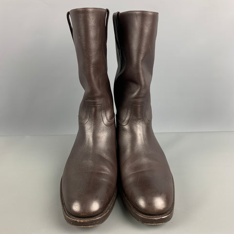TOM FORD Size 10.5 Brown Leather Pull On Boots