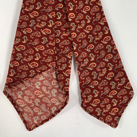 RRL by RALPH LAUREN Burgundy Tan & blue Geometric Wool Tie