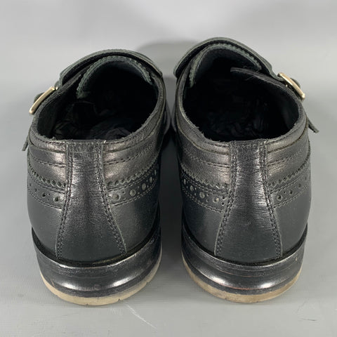 ALEXANDER MCQUEEN Size 9 Black Leather Monk Strap Loafers