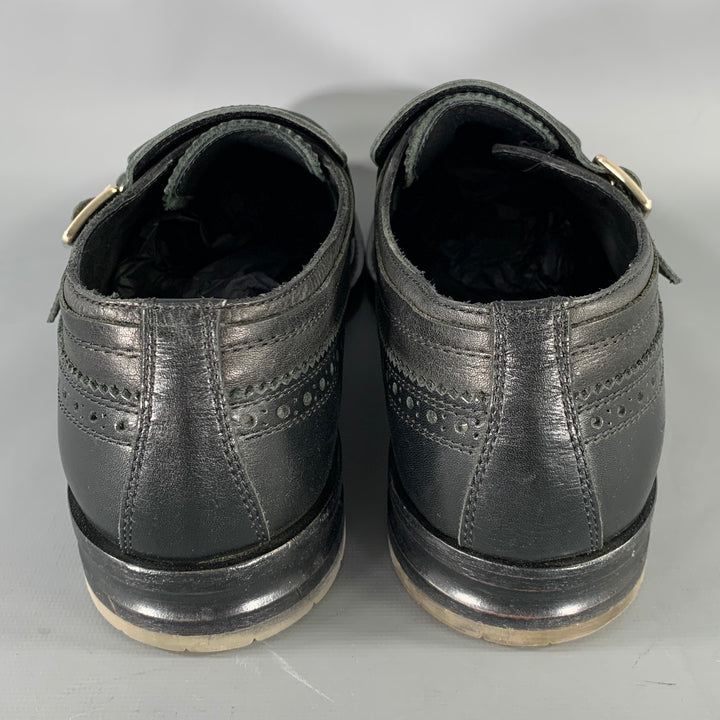 ALEXANDER MCQUEEN Size 9 Black Leather Monk Strap Loafers