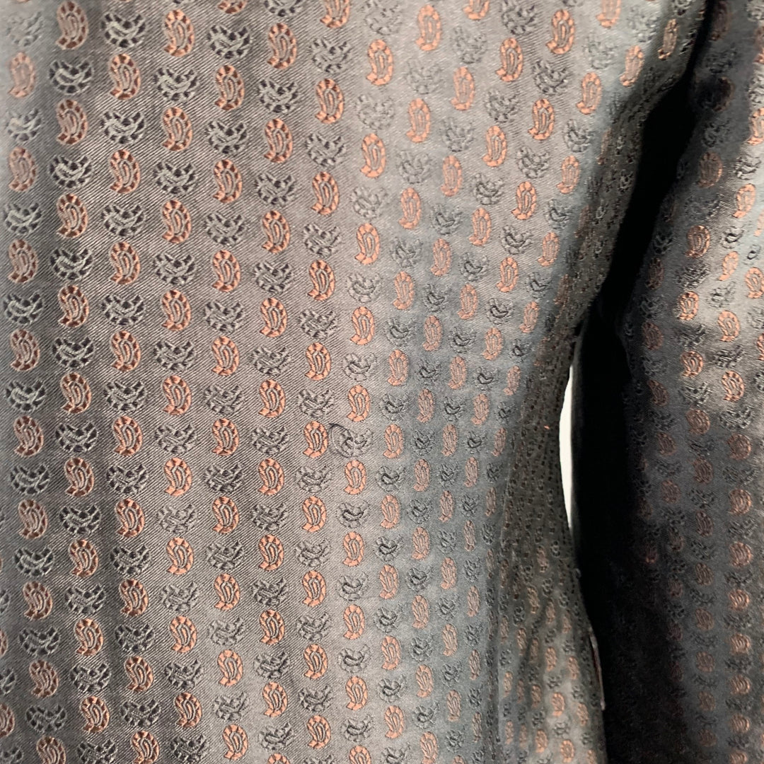 ETRO Size 44 Black Brown Paisley Silk Blend Jacquard Notch Lapel Sport Coat