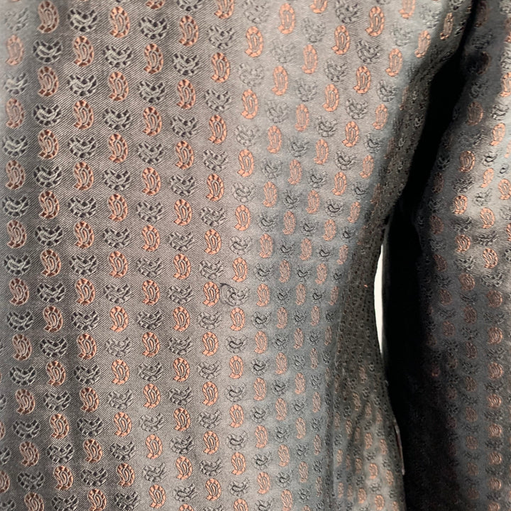 ETRO Size 44 Black Brown Paisley Silk Blend Jacquard Notch Lapel Sport Coat