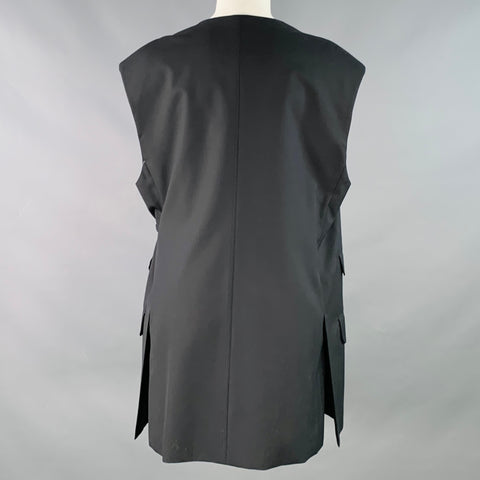 CINOH Size 2 Black Wool Wrap Tie Longline Vest