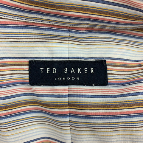 TED BAKER Size XL Multi-Color Stripe Cotton Button Down Long Sleeve Shirt