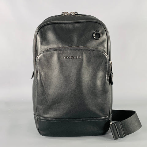 COACH Ethan Pack Black Leather Sling Bag