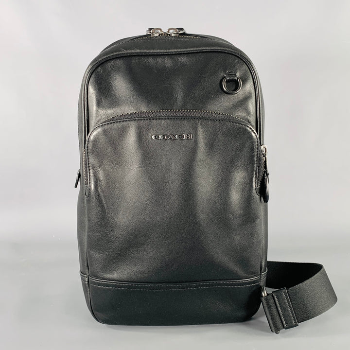 COACH Ethan Pack Black Leather Sling Bag