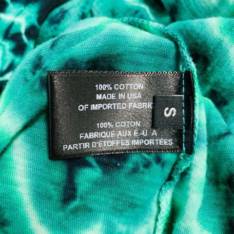 PROENZA SCHOULER Taille S Vert Noir Coton Tie Dye Manches Longues Haut Décontracté