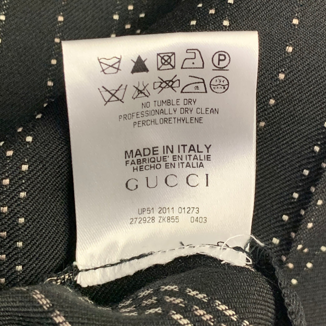 GUCCI Size 8 Black Grey Wool Cotton Dots Wide Leg Dress Pants