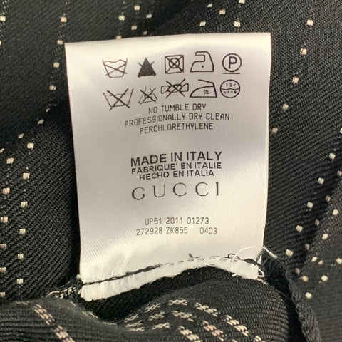 GUCCI Size 8 Black Grey Wool Cotton Dots Wide Leg Dress Pants