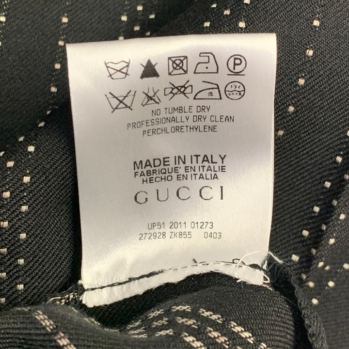 GUCCI Size 8 Black Grey Wool Cotton Dots Wide Leg Dress Pants