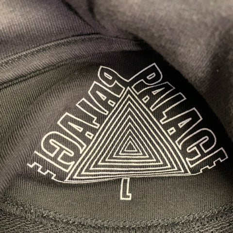 PALACE Size L Jumbo Ferg Hood Black Logo Cotton Hooded Sweatshirt