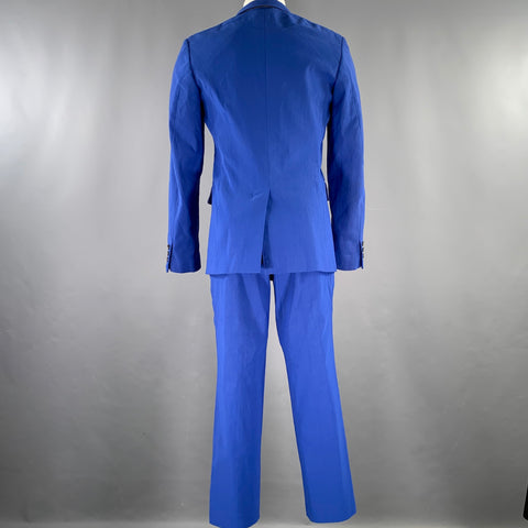 COMME des GARCONS HOMME PLUS Size M Blue Linen Blend Notch Lapel Suit