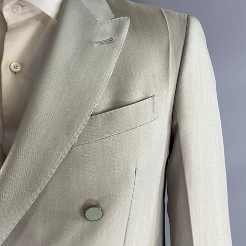 LOUIS VUITTON Chest Size 38 Green Wool & Polyester Peak Lapel Sport Coat