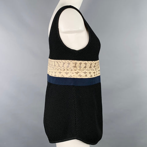 PROENZA SCHOULER Taille M Noir Beige Mélange Polyester Tissus Mixtes Top Décontracté