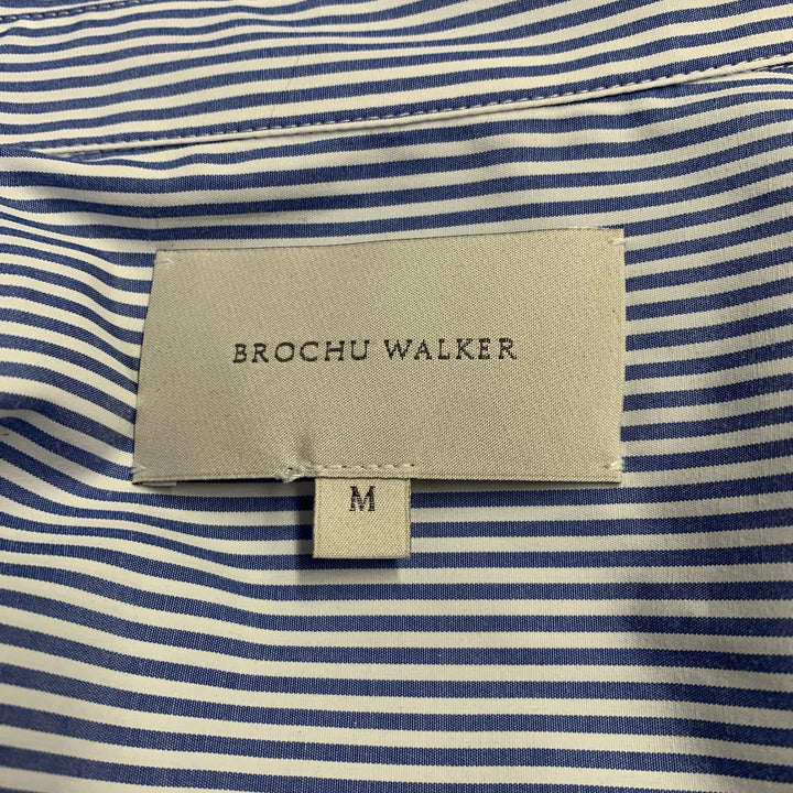 BROCHU WALKER Size M Blue White Cotton  Polyester Stripe Shirt