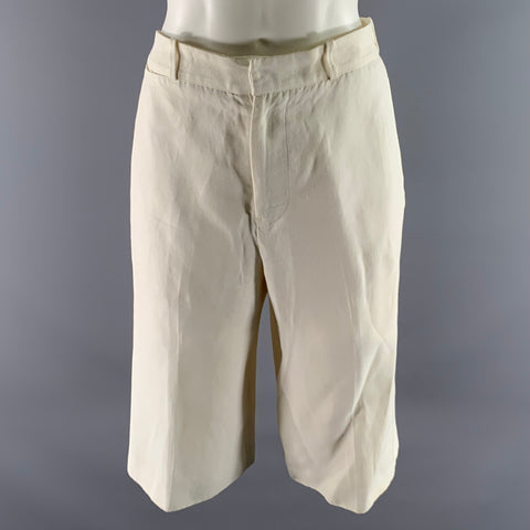 CALVIN KLEIN Size 8 White Linen Viscose Bermuda Shorts