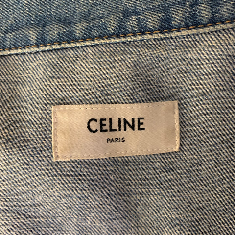 CELINE Size M Light Wash Cotton Denim Jacket