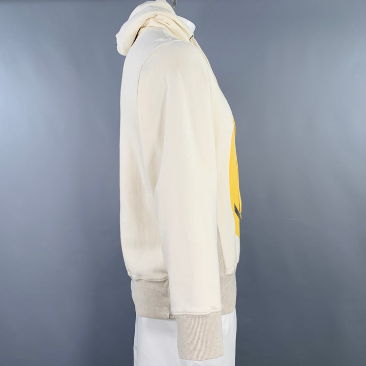 KAPITAL Size L Cream Yellow Smiley Face Cartoon Cotton Hooded Sweatshirt