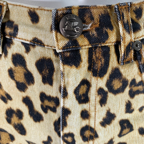 ETRO Size 27 Tan Black Cotton / Elastane Leopard Zip Fly Jeans