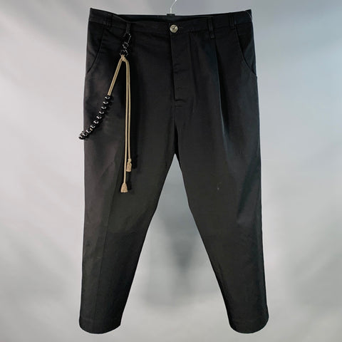 SONG FOR THE MUTE FW20 DJEBEL Size 38 Black Twill Nylon Cotton Pleated Tapered Casual Pants