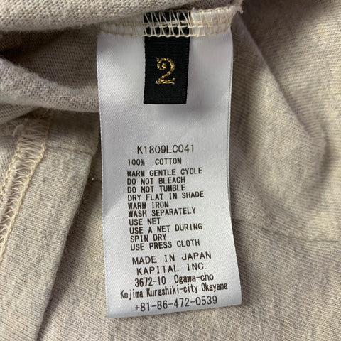 KAPITAL Size M Beige Blue Embroidery Cotton Crew Neck Pullover