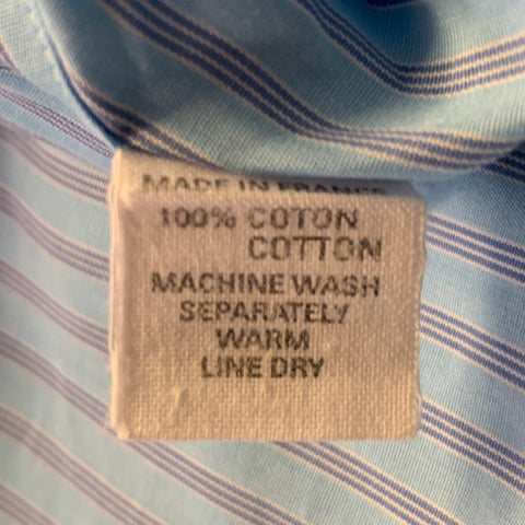 CHARVET Size M Blue Stripe Cotton Pointed Collar Long Sleeve Shirt