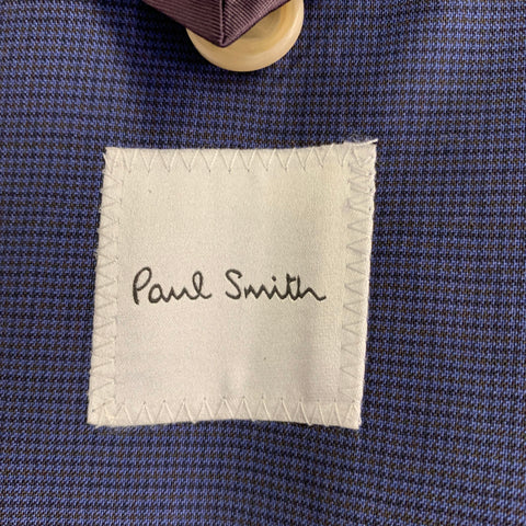 PAUL SMITH Size 44 Blue Grid Wool Notch Lapel Sport Coat