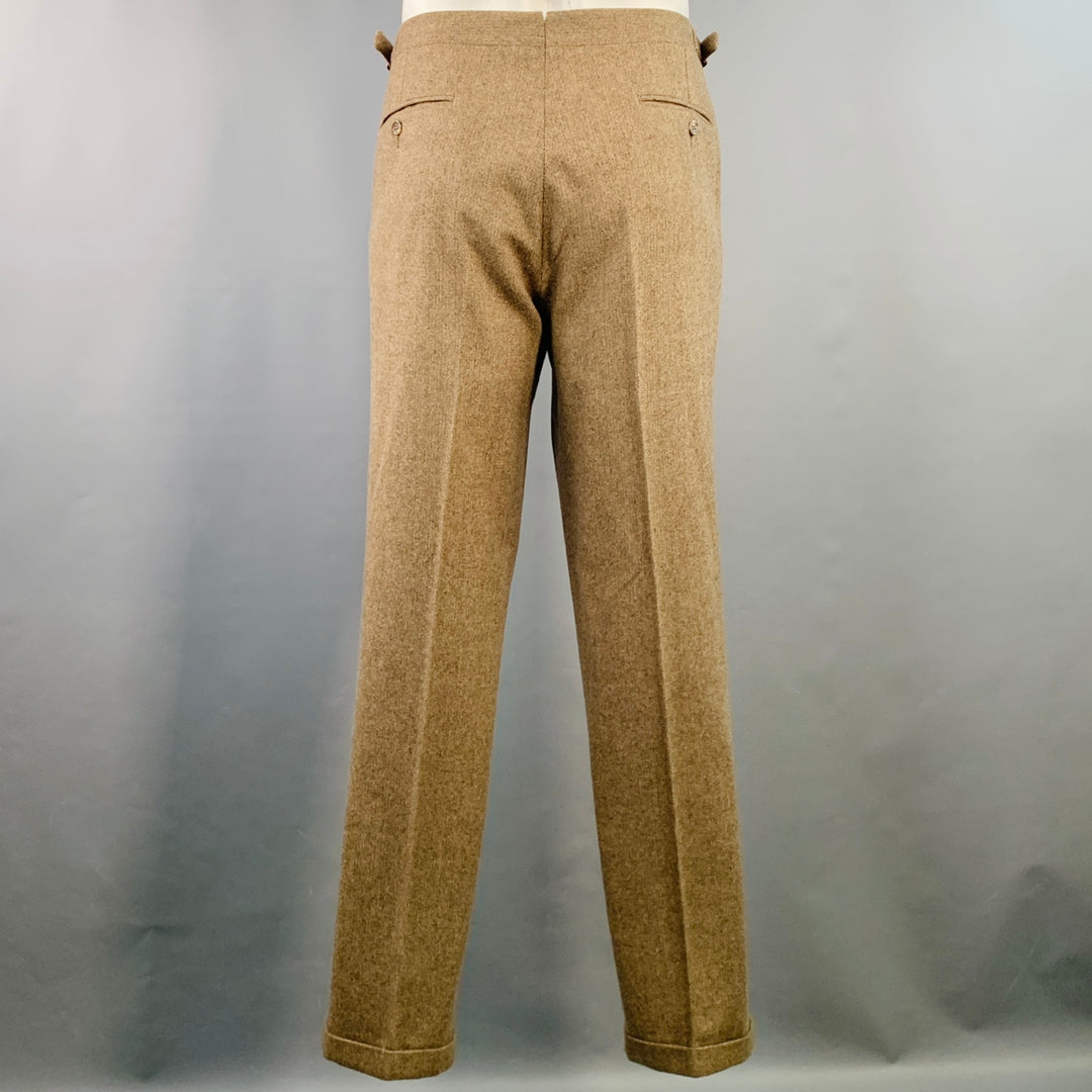 POLO by RALPH LAUREN Size 42 Long Brown Herringbone Virgin Wool Suit