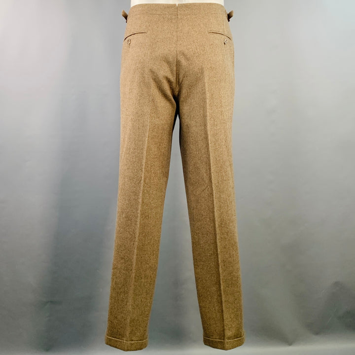 POLO by RALPH LAUREN Size 42 Long Brown Herringbone Virgin Wool Suit