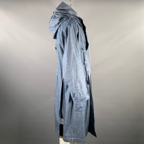 KAPITAL Size L Indigo Cotton Hooded Traggle Ring Coat