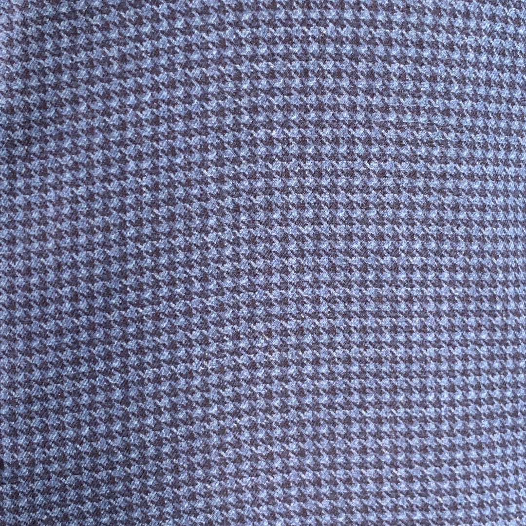 ISAIA Size L Navy Black Houndstooth Cotton Spread Collar Long Sleeve Shirt