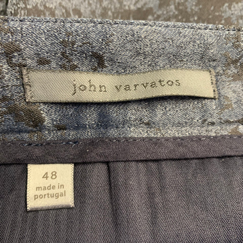 Pantalon habillé JOHN VARVATOS taille 32 en mélange de coton marbré marine et noir, braguette zippée