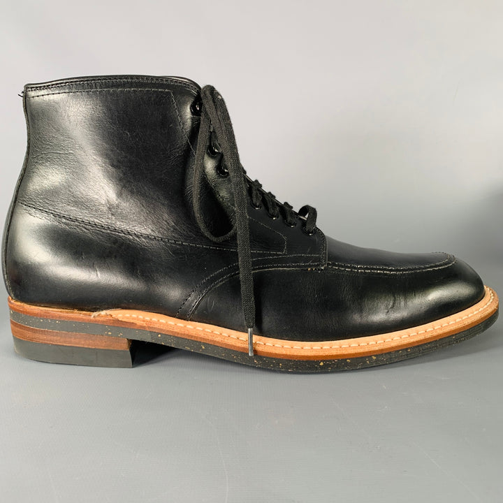 ALDEN Size 10 Black Tan Leather Lace Up Ankle Boots