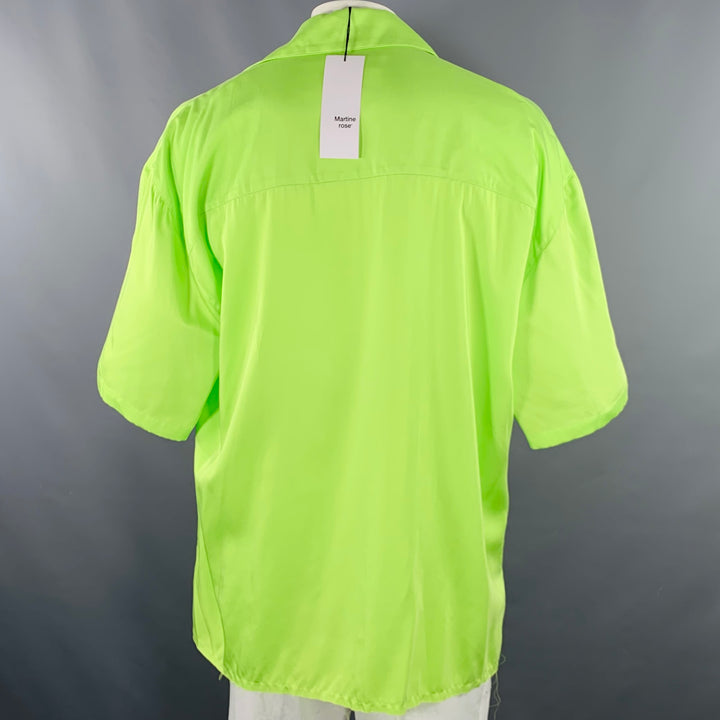 MARTINE ROSE Size L Lime Green Mixed Fabrics Layered Short Sleeve Shirt