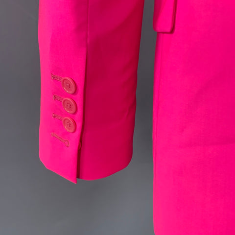 MSGM Taille S Veste blazer en laine rose fluo à revers cranté et à bouton unique