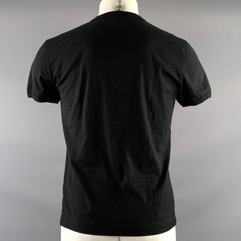 DOLCE & GABBANA Size S Black Gold Embroidery Cotton Short Sleeve T shirt