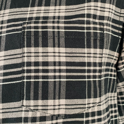 HOPE Size L Black Grey Plaid Cotton One Pocket Long Sleeve Shirt