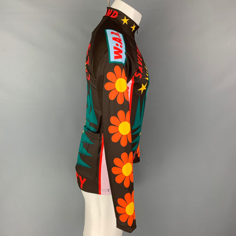 WALTER VAN BEIRENDONCK FW21 Size M Brown Graphic Nylon Jersey Bike Top
