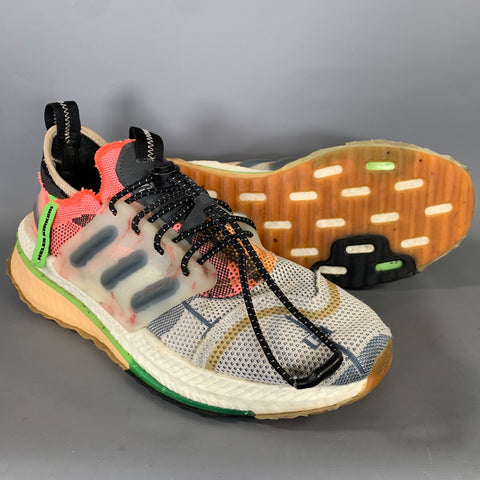 ADIDAS Size 9.5 White Multi Color Mixed Materials Lace Up Sneakers