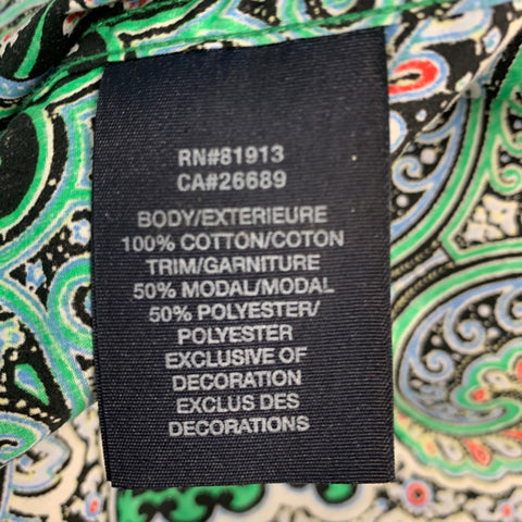ROBERT GRAHAM Size L Black White Multi Color Print Cotton Long Sleeve Shirt