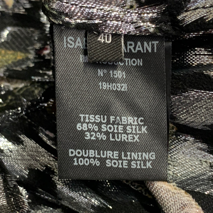 ISABEL MARANT Size M Black Metallic Silk Blend Geometric Cowl Neck Dress Top